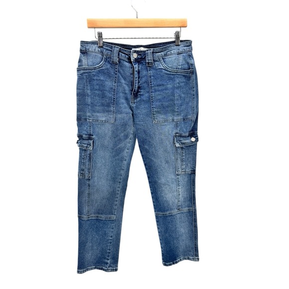 KanCan Denim - KanCan High Rise Utility Straight Cargo Pants Jeans Size 9/28 Stretch Pockets‎